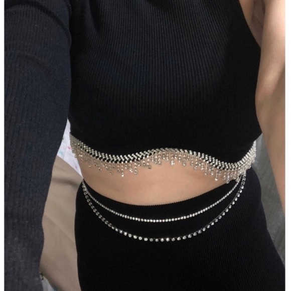 NWT Zara Seamless Rhinestone Cropped Top - Picture 7 of 10